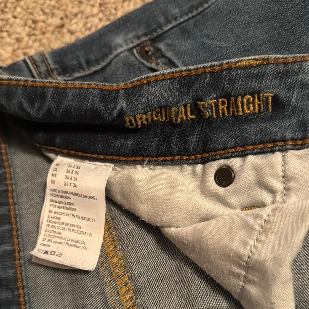 American Eagle Blue Jeans Original Straight 360 Extreme Flex 34/34 - Picture 3 of 3